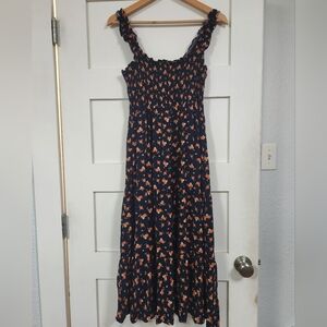APRICOT Floral Maxi Dress - Navy and Orange